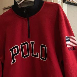 Polo RL American USA Flag Half Zip Fleece Sweater